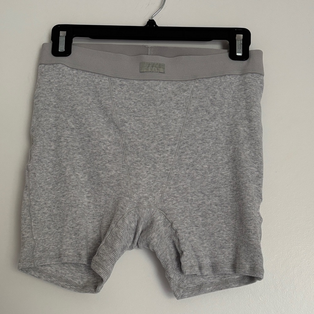 Skims Gray Ribbed Shorts